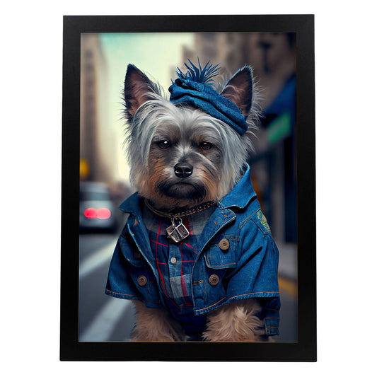 Nacnic Lámina Border Terrier en estilo Fotografía a todo color. Divertidas ilustraciones realistas de animales con ropa humana. Diseño y Decoración de Interiores.-Artwork-Nacnic-A4-Sin marco-Nacnic Estudio SL