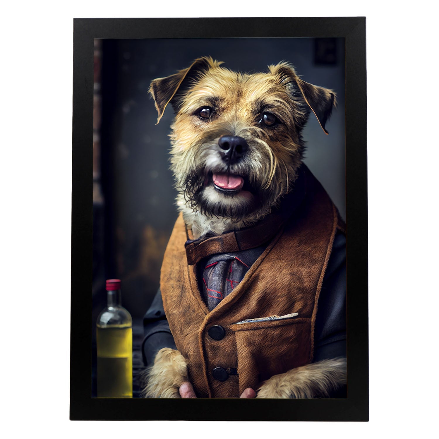 Nacnic Lámina Border Terrier Responsable en estilo Fotografía a todo color. Divertidas ilustraciones realistas de animales con ropa humana. Diseño y Decoración de Interiores.-Artwork-Nacnic-A4-Sin marco-Nacnic Estudio SL