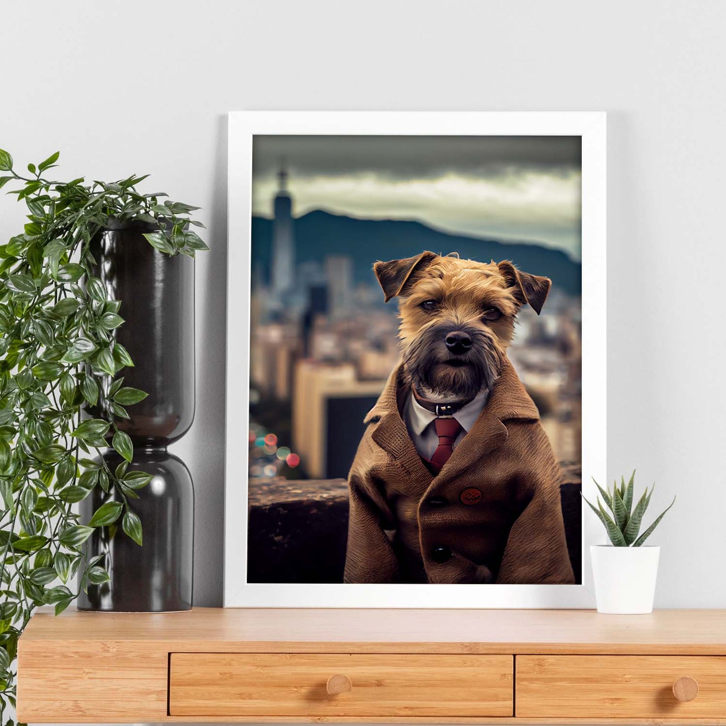 Nacnic Lámina Border Terrier Tolerante en estilo Fotografía a todo color. Divertidas ilustraciones realistas de animales con ropa humana. Diseño y Decoración de Interiores.-Artwork-Nacnic-Nacnic Estudio SL