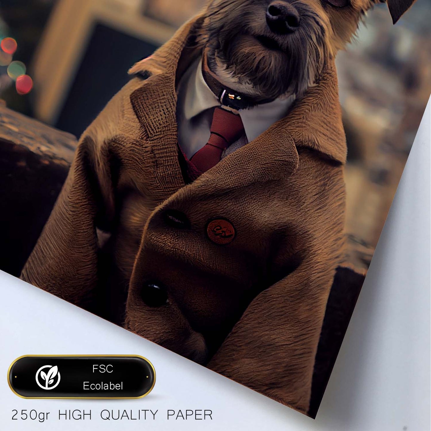 Nacnic Lámina Border Terrier Tolerante en estilo Fotografía a todo color. Divertidas ilustraciones realistas de animales con ropa humana. Diseño y Decoración de Interiores.-Artwork-Nacnic-Nacnic Estudio SL