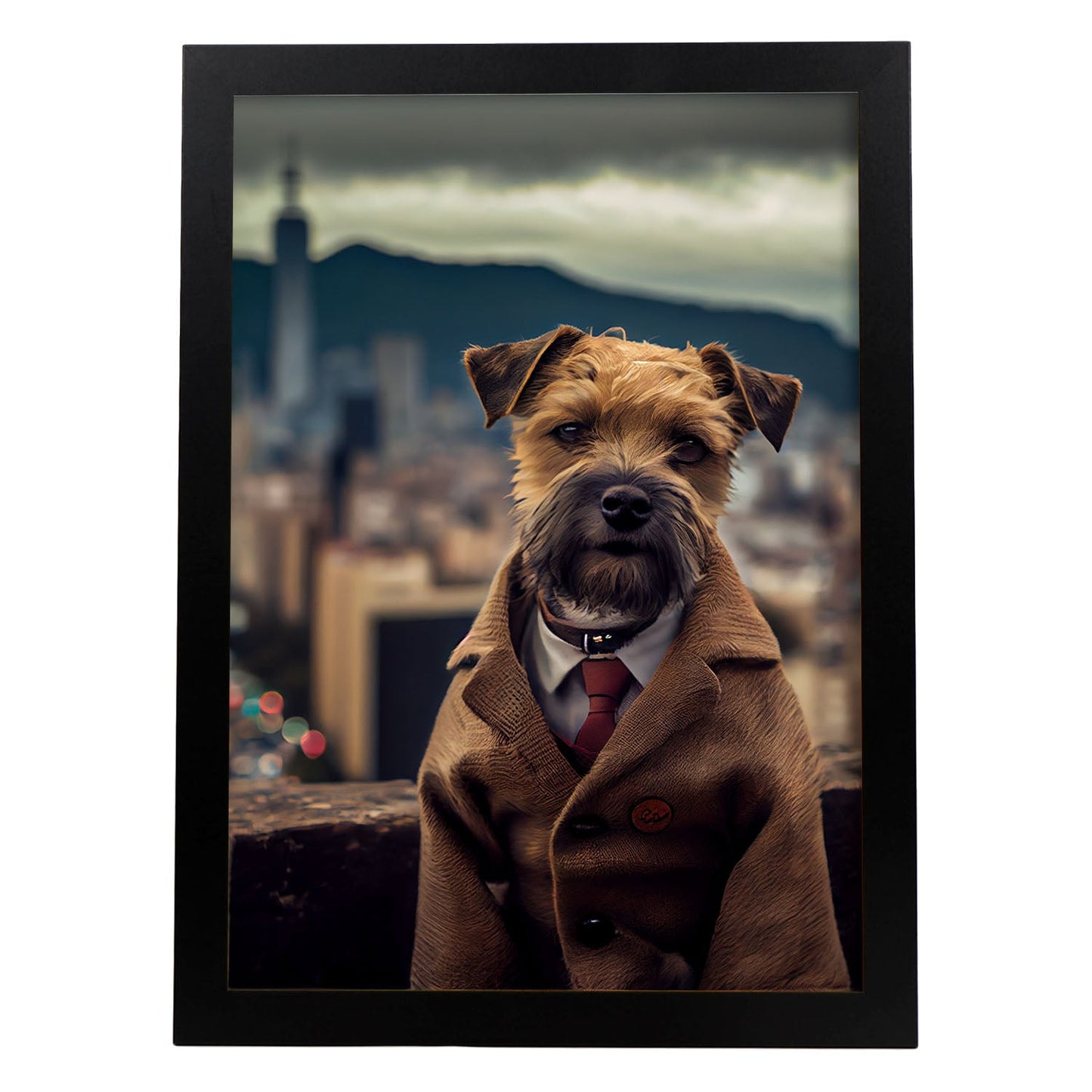 Nacnic Lámina Border Terrier Tolerante en estilo Fotografía a todo color. Divertidas ilustraciones realistas de animales con ropa humana. Diseño y Decoración de Interiores.-Artwork-Nacnic-A4-Sin marco-Nacnic Estudio SL