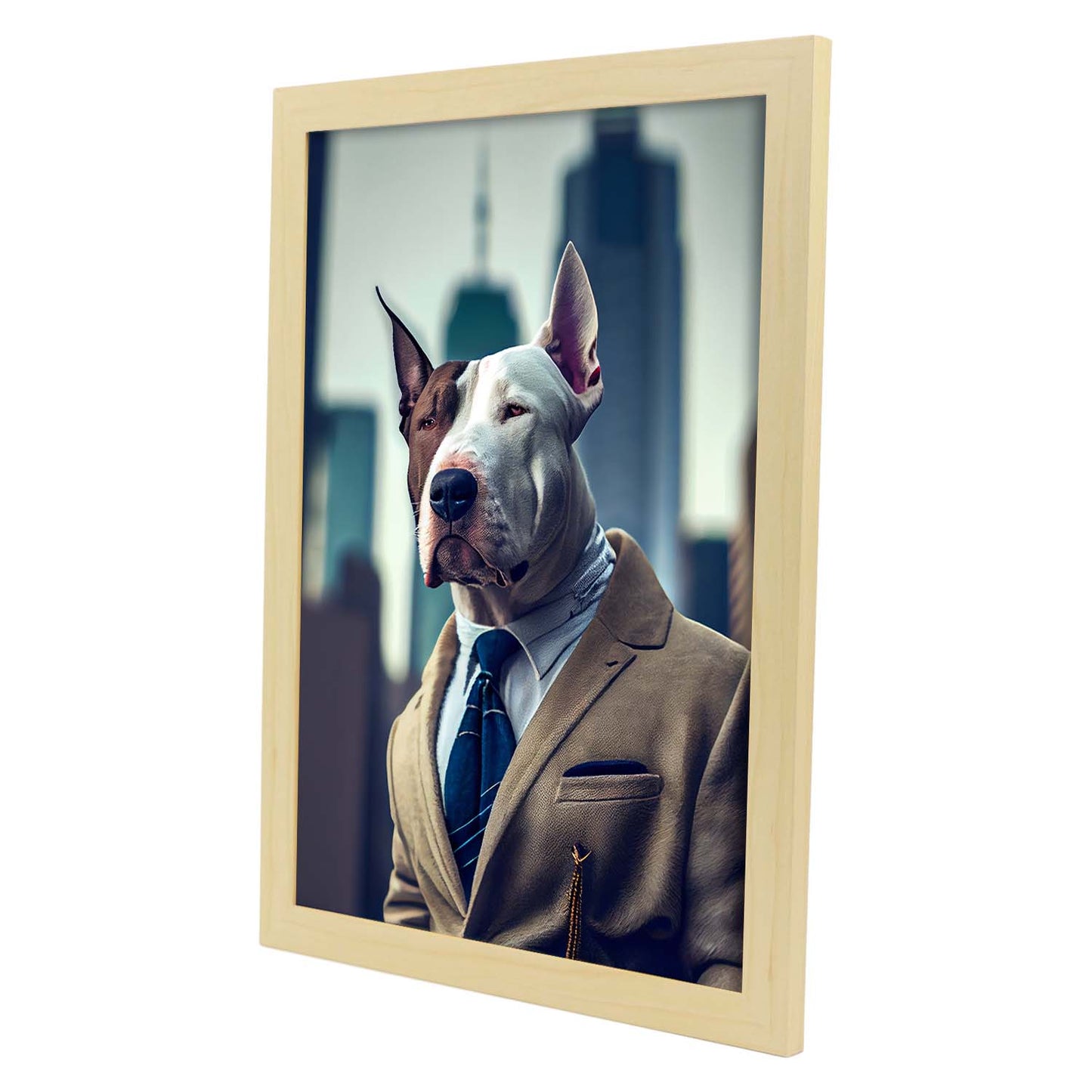 Nacnic Lámina Bull Terrier Optimista en estilo Fotografía a todo color. Divertidas ilustraciones realistas de animales con ropa humana. Diseño y Decoración de Interiores.-Artwork-Nacnic-Nacnic Estudio SL