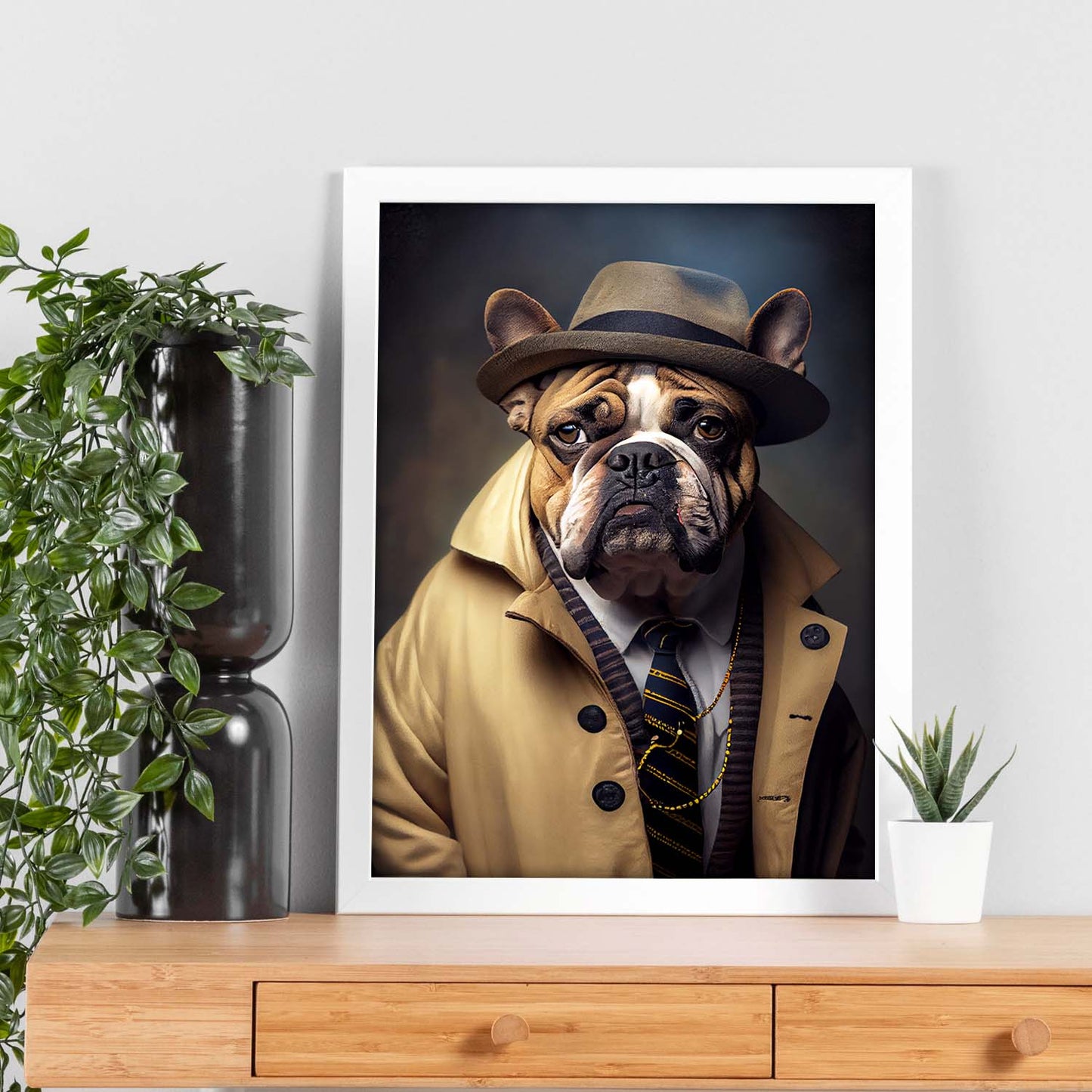 Nacnic Lámina Bulldog 2 Energético en estilo Fotografía a todo color. Divertidas ilustraciones realistas de animales con ropa humana. Diseño y Decoración de Interiores.-Artwork-Nacnic-Nacnic Estudio SL