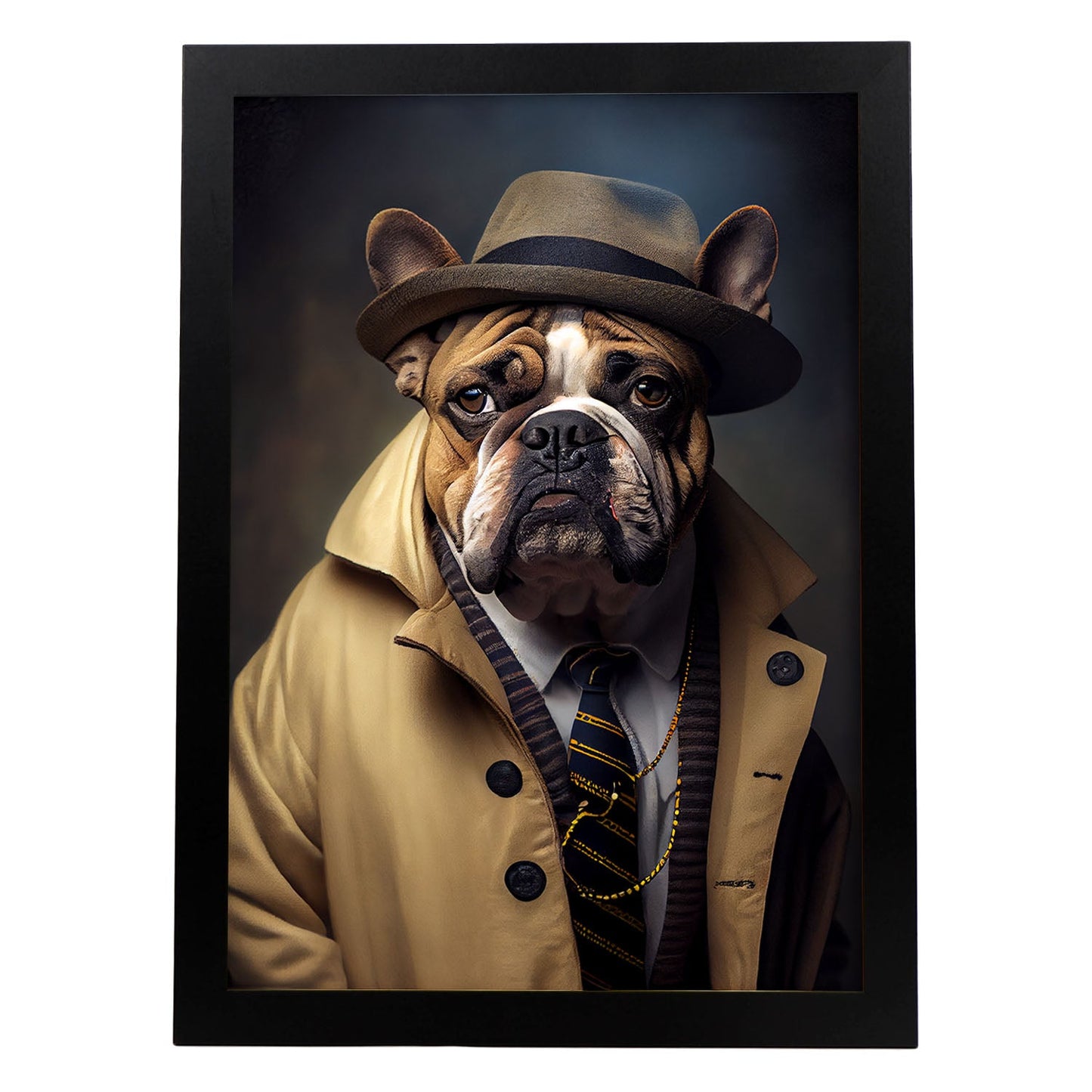 Nacnic Lámina Bulldog 2 Energético en estilo Fotografía a todo color. Divertidas ilustraciones realistas de animales con ropa humana. Diseño y Decoración de Interiores.-Artwork-Nacnic-A4-Sin marco-Nacnic Estudio SL