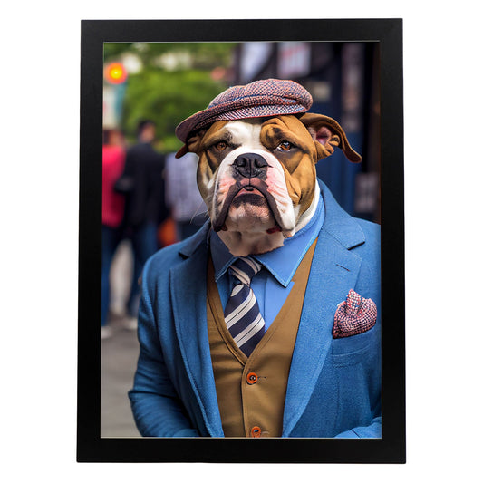 Nacnic Lámina Bulldog americano Generoso en estilo Fotografía a todo color. Divertidas ilustraciones realistas de animales con ropa humana. Diseño y Decoración de Interiores.-Artwork-Nacnic-A4-Sin marco-Nacnic Estudio SL