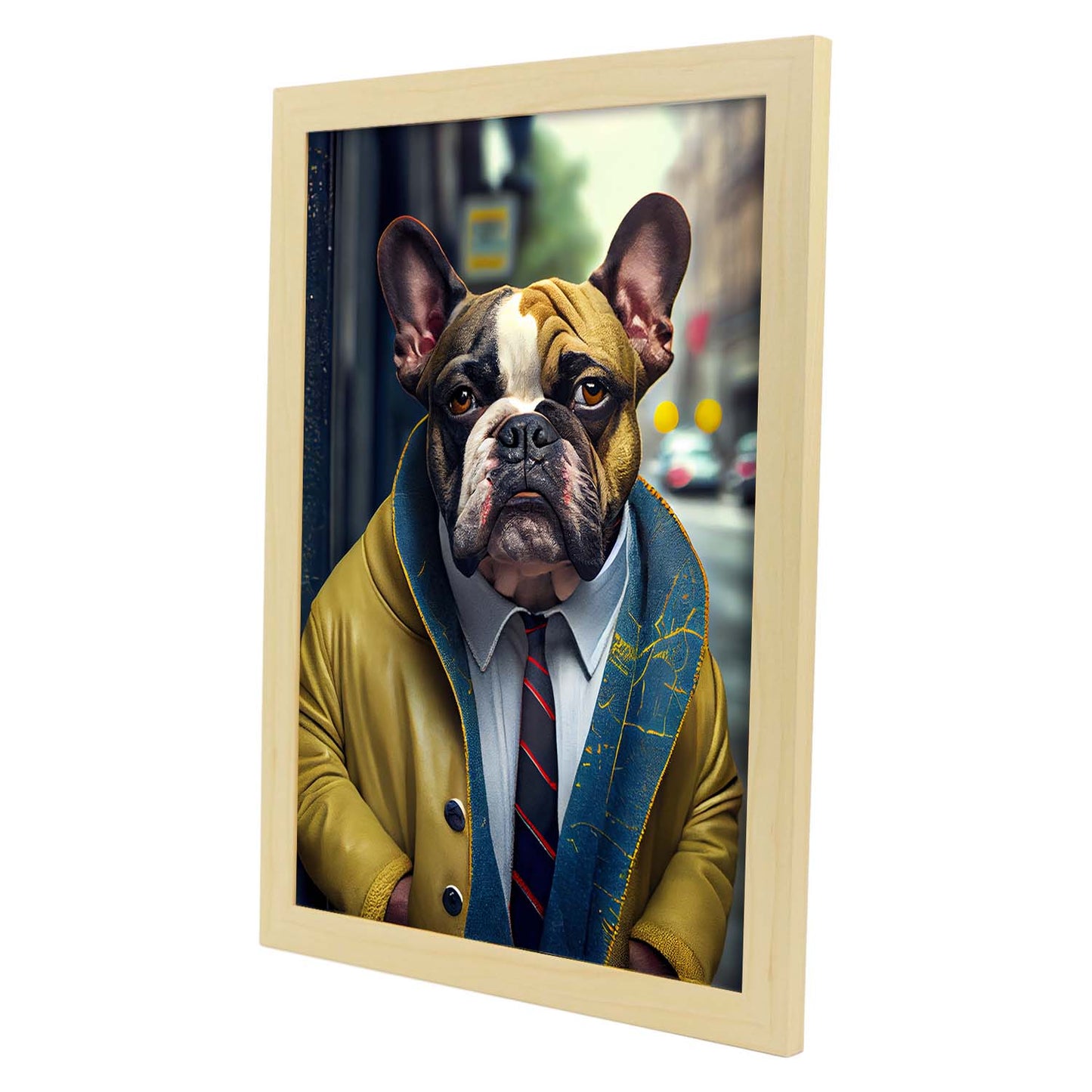 Nacnic Lámina Bulldog de amarillo Compasivo en estilo Fotografía a todo color. Divertidas ilustraciones realistas de animales con ropa humana. Diseño y Decoración de Interiores.-Artwork-Nacnic-Nacnic Estudio SL