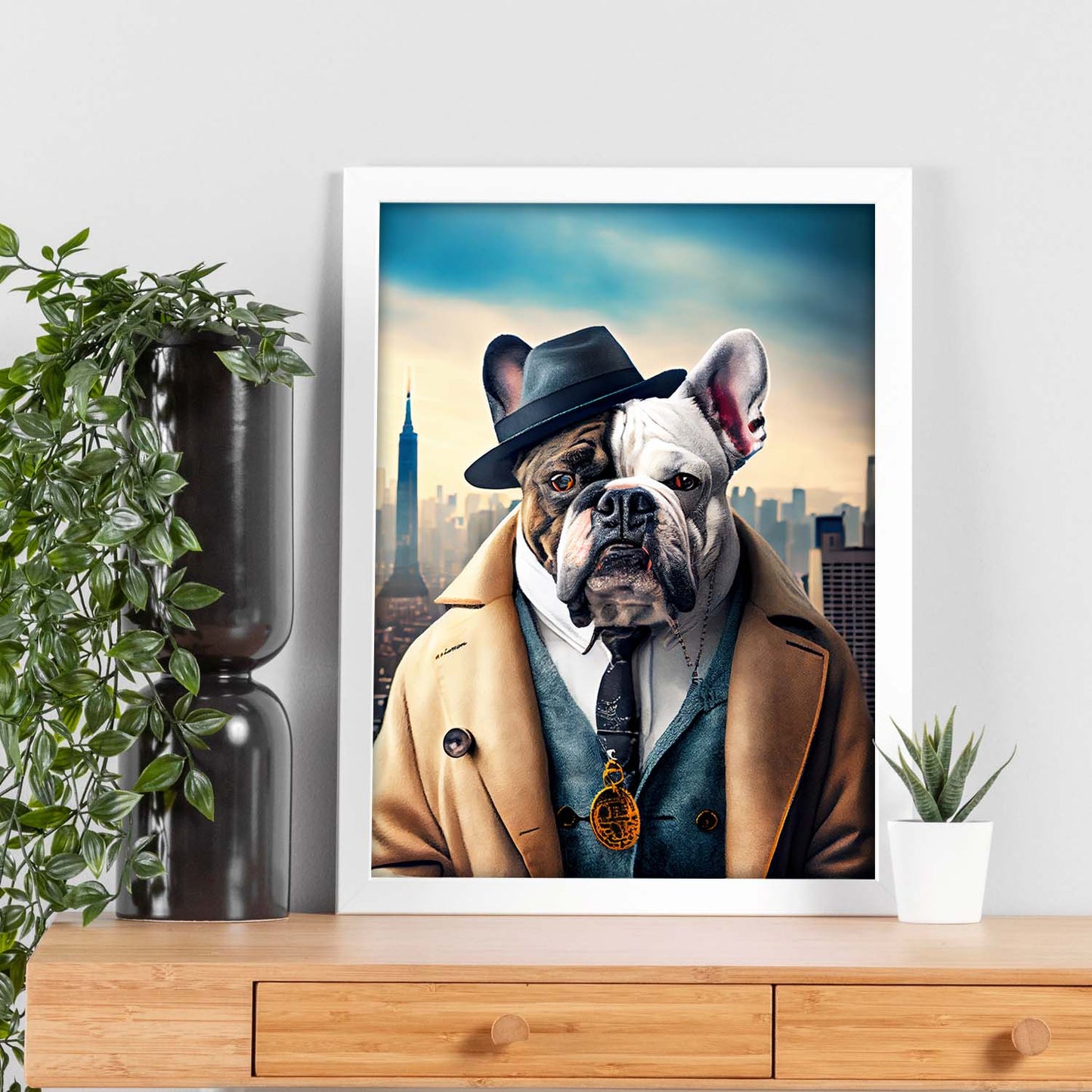 Nacnic Lámina Bulldog detective Racional en estilo Fotografía a todo color. Divertidas ilustraciones realistas de animales con ropa humana. Diseño y Decoración de Interiores.-Artwork-Nacnic-Nacnic Estudio SL