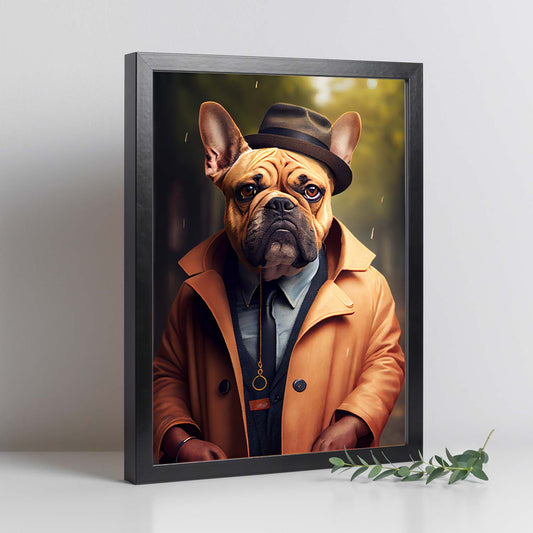 Nacnic Lámina Bulldog elegante Creativo en estilo Fotografía a todo color. Divertidas ilustraciones realistas de animales con ropa humana. Diseño y Decoración de Interiores.-Artwork-Nacnic-Nacnic Estudio SL