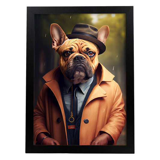 Nacnic Lámina Bulldog elegante Creativo en estilo Fotografía a todo color. Divertidas ilustraciones realistas de animales con ropa humana. Diseño y Decoración de Interiores.-Artwork-Nacnic-A4-Sin marco-Nacnic Estudio SL