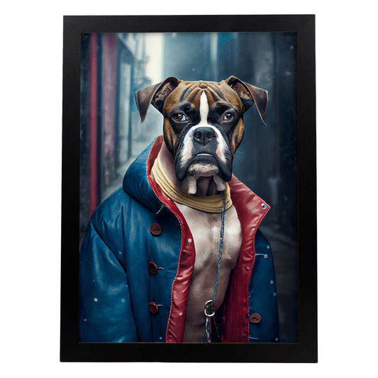 Nacnic Lámina Bulldog Energético en estilo Fotografía a todo color. Divertidas ilustraciones realistas de animales con ropa humana. Diseño y Decoración de Interiores.-Artwork-Nacnic-A4-Sin marco-Nacnic Estudio SL