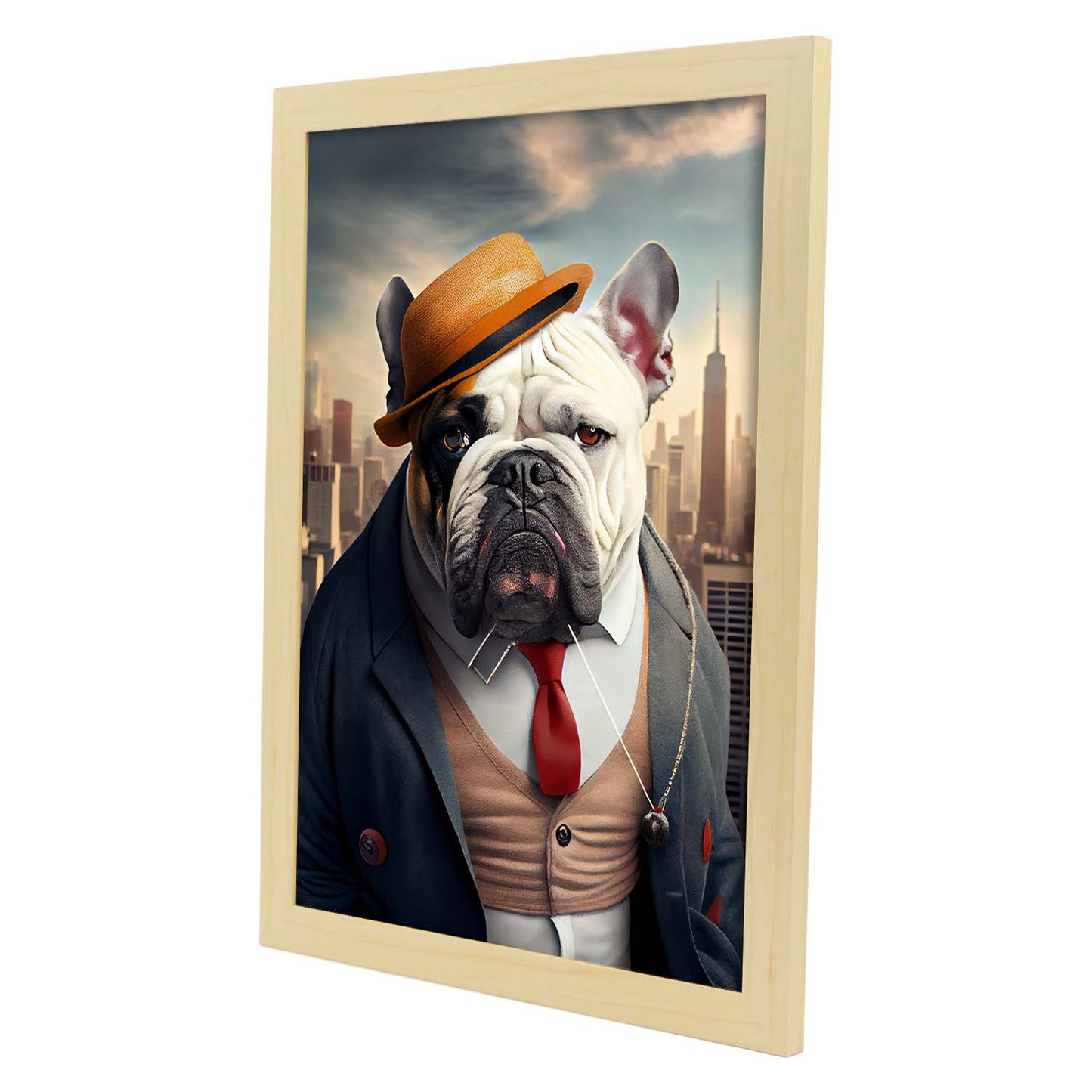Nacnic Lámina Bulldog inglés Cariñoso en estilo Fotografía a todo color. Divertidas ilustraciones realistas de animales con ropa humana. Diseño y Decoración de Interiores.-Artwork-Nacnic-Nacnic Estudio SL