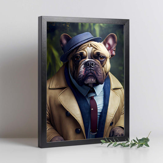 Nacnic Lámina Bulldog trajeado Leal en estilo Fotografía a todo color. Divertidas ilustraciones realistas de animales con ropa humana. Diseño y Decoración de Interiores.-Artwork-Nacnic-Nacnic Estudio SL