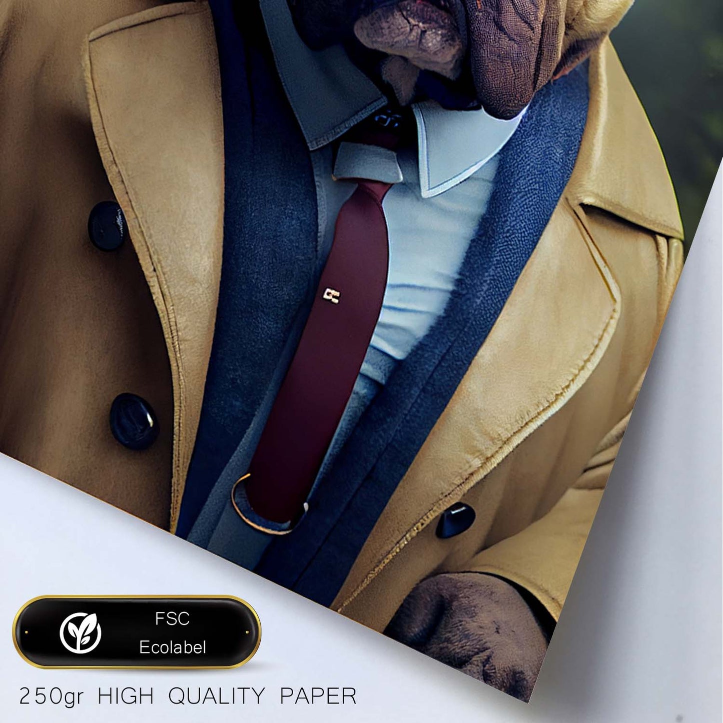 Nacnic Lámina Bulldog trajeado Leal en estilo Fotografía a todo color. Divertidas ilustraciones realistas de animales con ropa humana. Diseño y Decoración de Interiores.-Artwork-Nacnic-Nacnic Estudio SL