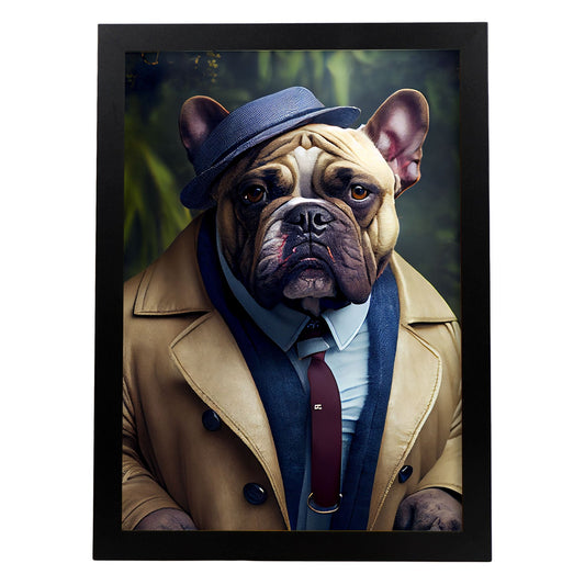 Nacnic Lámina Bulldog trajeado Leal en estilo Fotografía a todo color. Divertidas ilustraciones realistas de animales con ropa humana. Diseño y Decoración de Interiores.-Artwork-Nacnic-A4-Sin marco-Nacnic Estudio SL