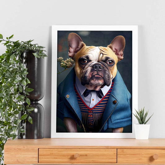 Nacnic Lámina Bulldog victoriano Tolerante en estilo Fotografía a todo color. Divertidas ilustraciones realistas de animales con ropa humana. Diseño y Decoración de Interiores.-Artwork-Nacnic-Nacnic Estudio SL