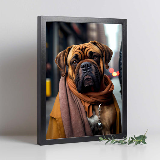 Nacnic Lámina Bullmastiff Optimista en estilo Fotografía a todo color. Divertidas ilustraciones realistas de animales con ropa humana. Diseño y Decoración de Interiores.-Artwork-Nacnic-Nacnic Estudio SL