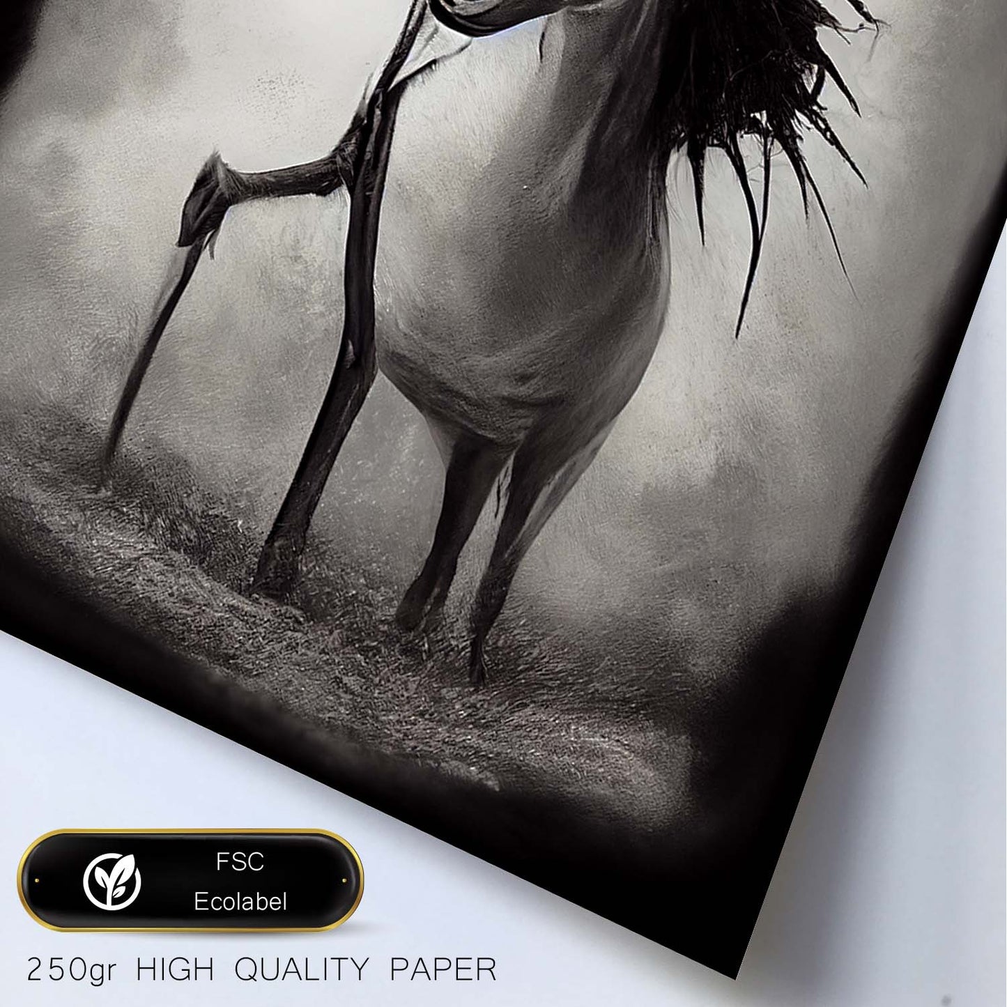 Nacnic Lámina Caballo Cooperativo estilo T. Burton. Ilustraciones y pósters de animales inspirados en el arte gótico y oscuro de Burton. Diseño y Decoración de Interiores.-Artwork-Nacnic-Nacnic Estudio SL