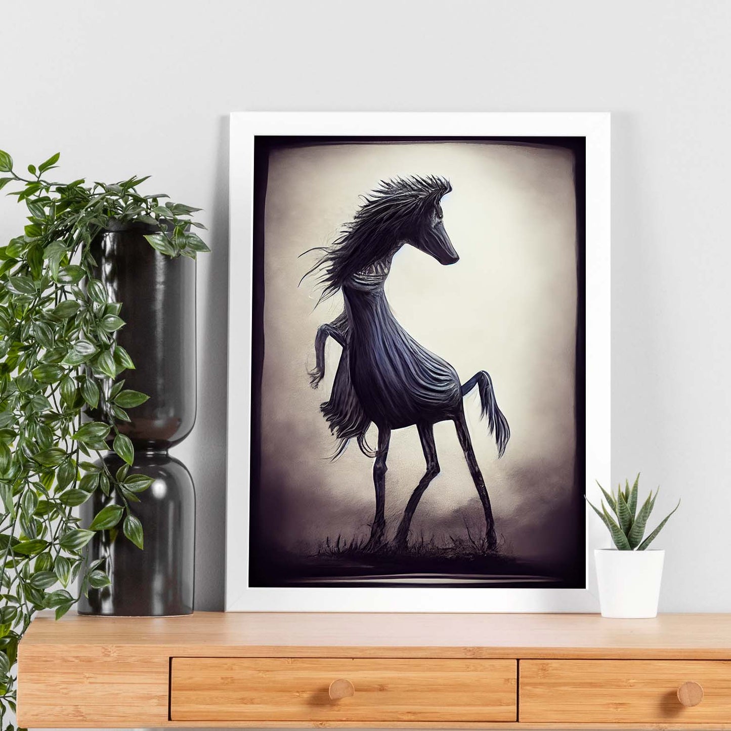 Nacnic Lámina Caballo Energético estilo T. Burton. Ilustraciones y pósters de animales inspirados en el arte gótico y oscuro de Burton. Diseño y Decoración de Interiores.-Artwork-Nacnic-Nacnic Estudio SL