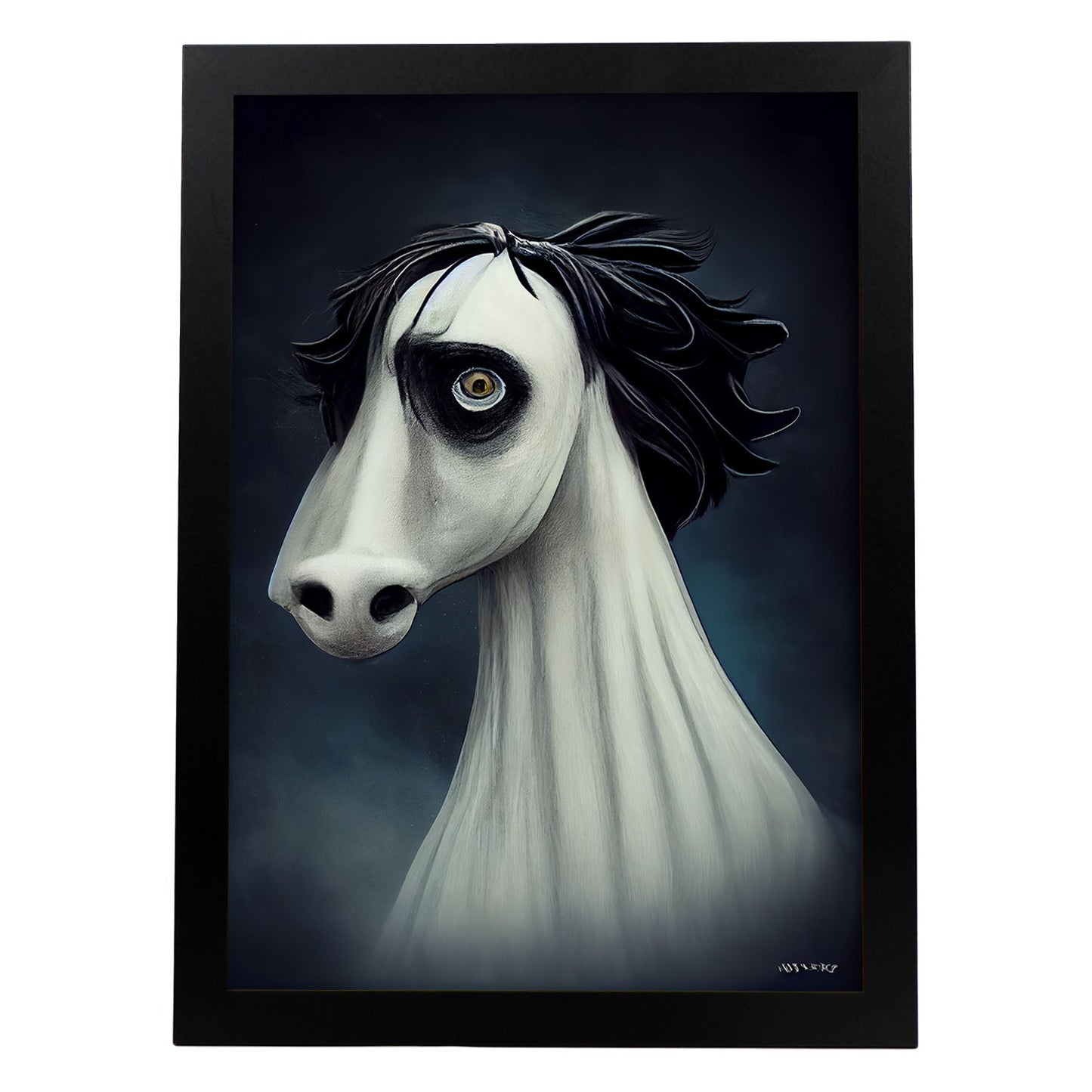 Nacnic Lámina Caballo Racional estilo T. Burton. Ilustraciones y pósters de animales inspirados en el arte gótico y oscuro de Burton. Diseño y Decoración de Interiores.-Artwork-Nacnic-A4-Sin marco-Nacnic Estudio SL