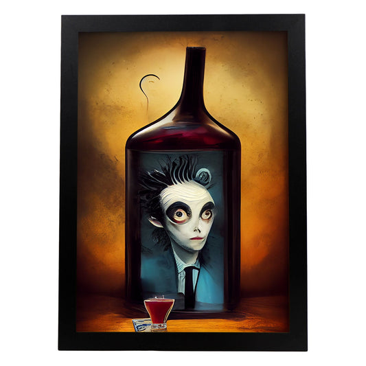 Nacnic Lámina Camarero Amistoso al estilo de T. Burton. Ilustraciones de profesiones y oficios inspiradas en arte gótico y oscuro. Diseño y Decoración de Interiores.-Artwork-Nacnic-A4-Sin marco-Nacnic Estudio SL