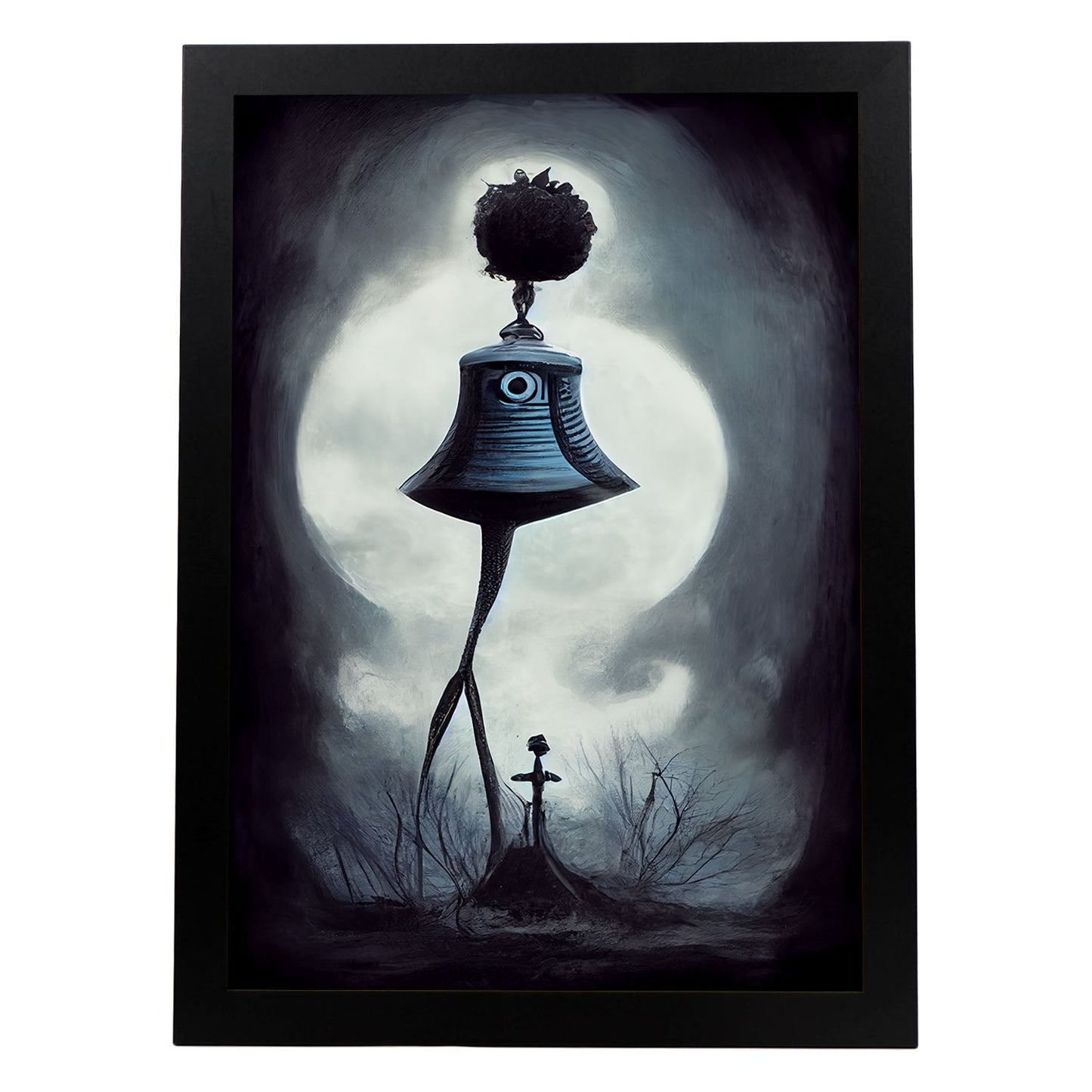Nacnic Lámina Campana con piernas Curioso al estilo de T. Burton. Ilustraciones de escenas y lugares inspiradas en arte gótico y oscuro. Diseño y Decoración de Interiores.-Artwork-Nacnic-A4-Sin marco-Nacnic Estudio SL