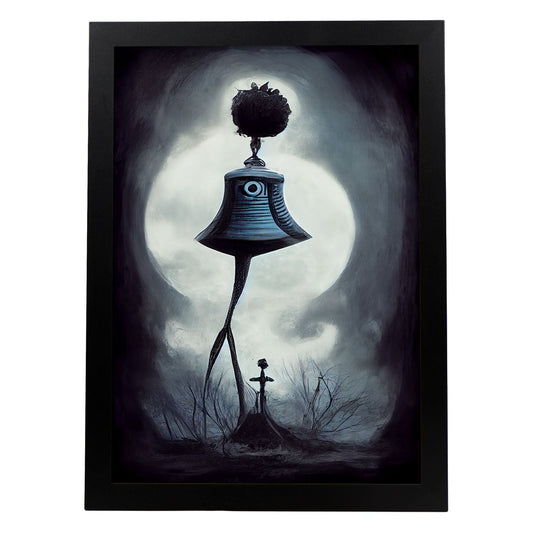 Nacnic Lámina Campana con piernas Curioso al estilo de T. Burton. Ilustraciones de escenas y lugares inspiradas en arte gótico y oscuro. Diseño y Decoración de Interiores.-Artwork-Nacnic-A4-Sin marco-Nacnic Estudio SL