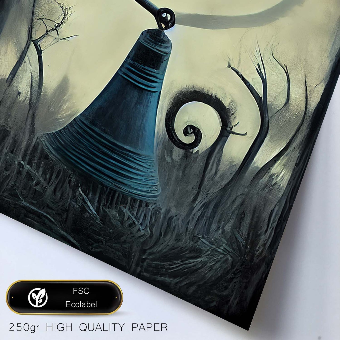 Nacnic Lámina Campana Paciente al estilo de T. Burton. Ilustraciones de escenas y lugares inspiradas en arte gótico y oscuro. Diseño y Decoración de Interiores.-Artwork-Nacnic-Nacnic Estudio SL