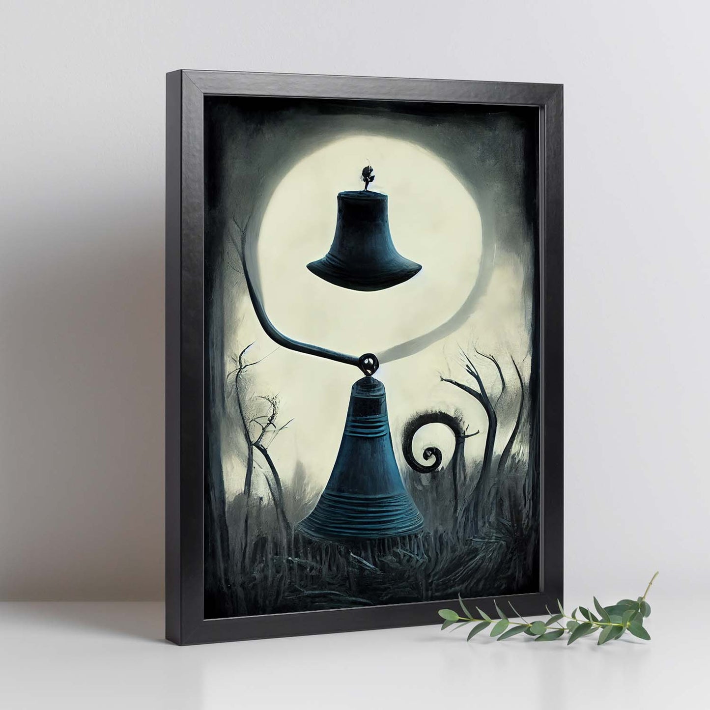 Nacnic Lámina Campana Paciente al estilo de T. Burton. Ilustraciones de escenas y lugares inspiradas en arte gótico y oscuro. Diseño y Decoración de Interiores.-Artwork-Nacnic-Nacnic Estudio SL