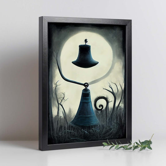 Nacnic Lámina Campana Paciente al estilo de T. Burton. Ilustraciones de escenas y lugares inspiradas en arte gótico y oscuro. Diseño y Decoración de Interiores.-Artwork-Nacnic-Nacnic Estudio SL