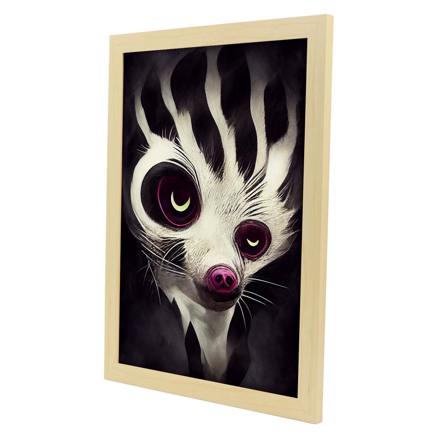 Nacnic Lámina Cara Civeta Responsable estilo T. Burton. Ilustraciones y pósters de animales inspirados en el arte gótico y oscuro de Burton. Diseño y Decoración de Interiores.-Artwork-Nacnic-Nacnic Estudio SL