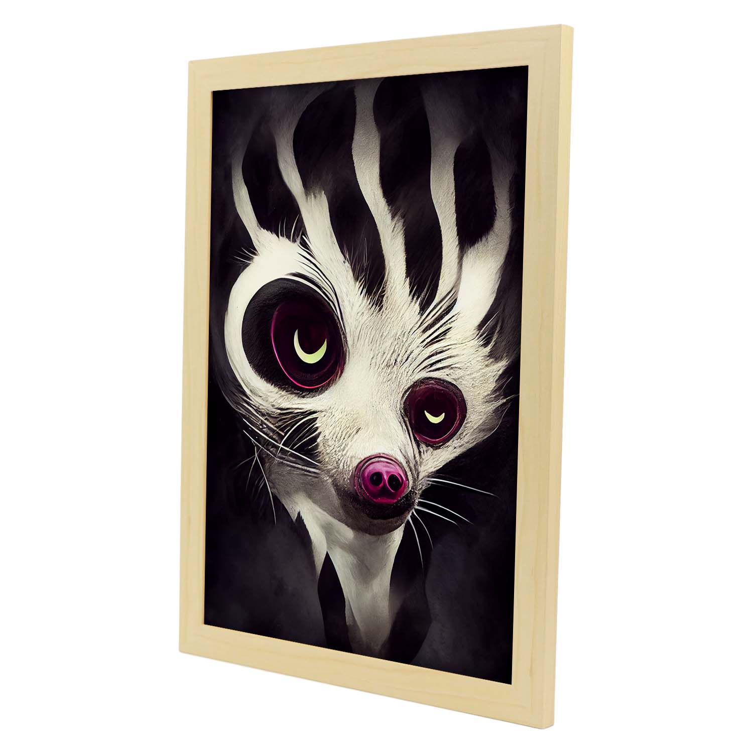 Nacnic Lámina Cara Civeta Responsable estilo T. Burton. Ilustraciones y pósters de animales inspirados en el arte gótico y oscuro de Burton. Diseño y Decoración de Interiores.-Artwork-Nacnic-Nacnic Estudio SL