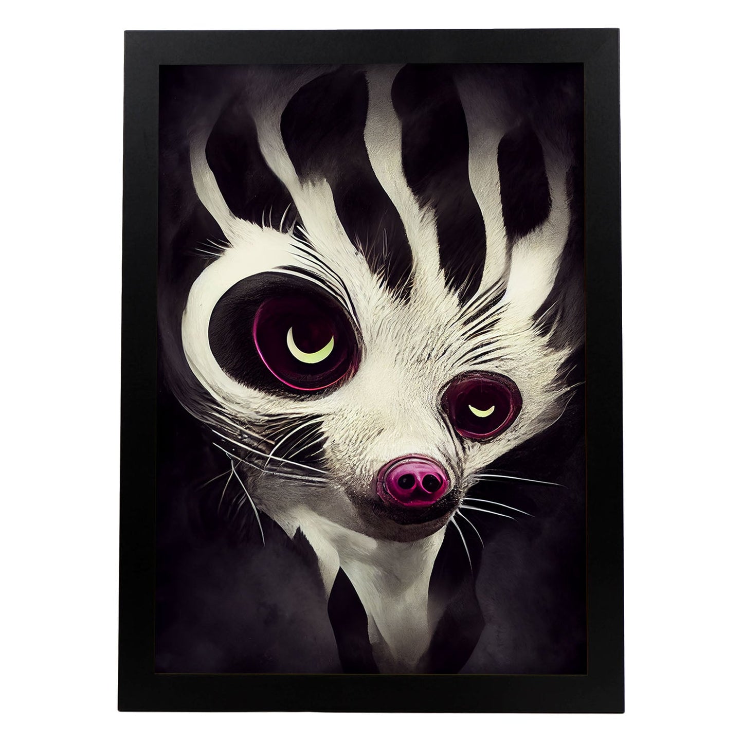 Nacnic Lámina Cara Civeta Responsable estilo T. Burton. Ilustraciones y pósters de animales inspirados en el arte gótico y oscuro de Burton. Diseño y Decoración de Interiores.-Artwork-Nacnic-A4-Sin marco-Nacnic Estudio SL