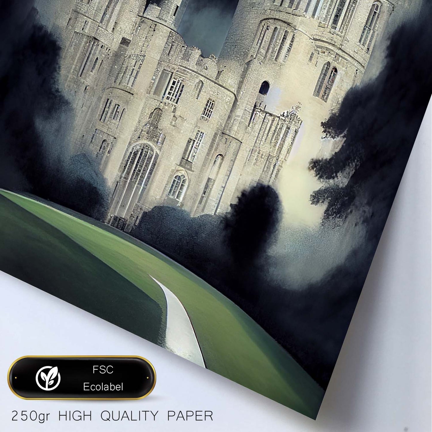 Nacnic Lámina Castillo Windsor de noche Confiado al estilo de T. Burton. Ilustraciones de monumentos, ciudades, paises inspiradas en arte gótico y oscuro. Diseño y Decoración de Interiores.-Artwork-Nacnic-Nacnic Estudio SL