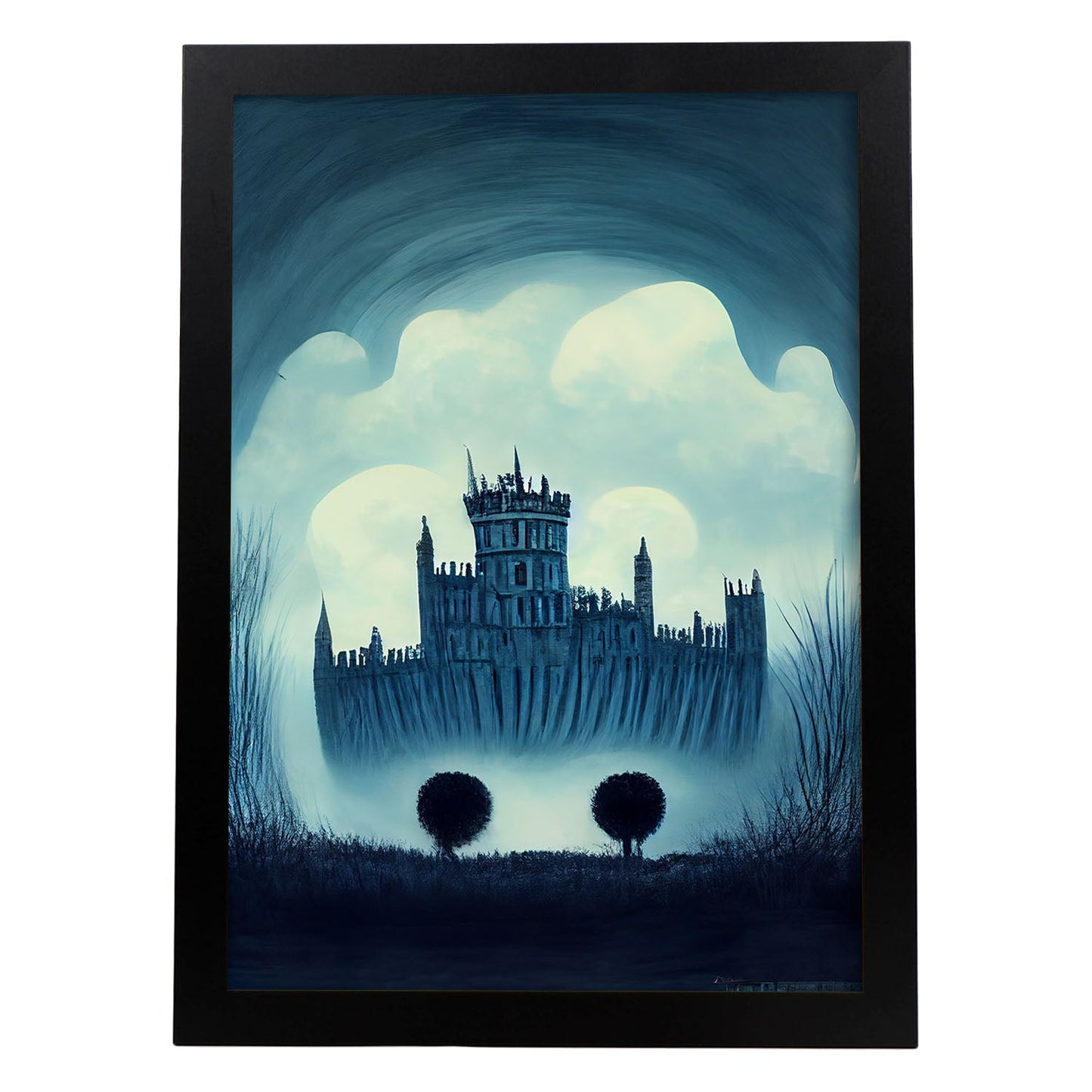 Nacnic Lámina Castillo Windsor Humilde al estilo de T. Burton. Ilustraciones de monumentos, ciudades, paises inspiradas en arte gótico y oscuro. Diseño y Decoración de Interiores.-Artwork-Nacnic-A4-Sin marco-Nacnic Estudio SL