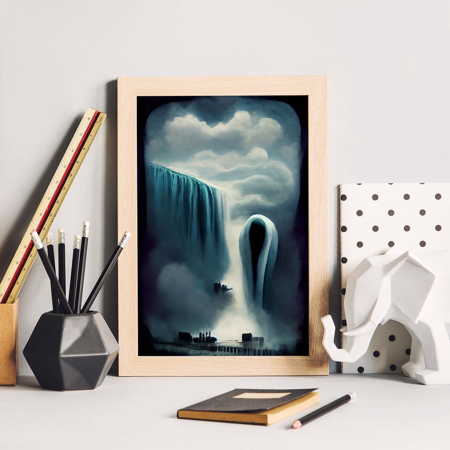 Nacnic Lámina Cataratas Niagara Curioso al estilo de T. Burton. Ilustraciones de monumentos, ciudades, paises inspiradas en arte gótico y oscuro. Diseño y Decoración de Interiores.-Artwork-Nacnic-Nacnic Estudio SL