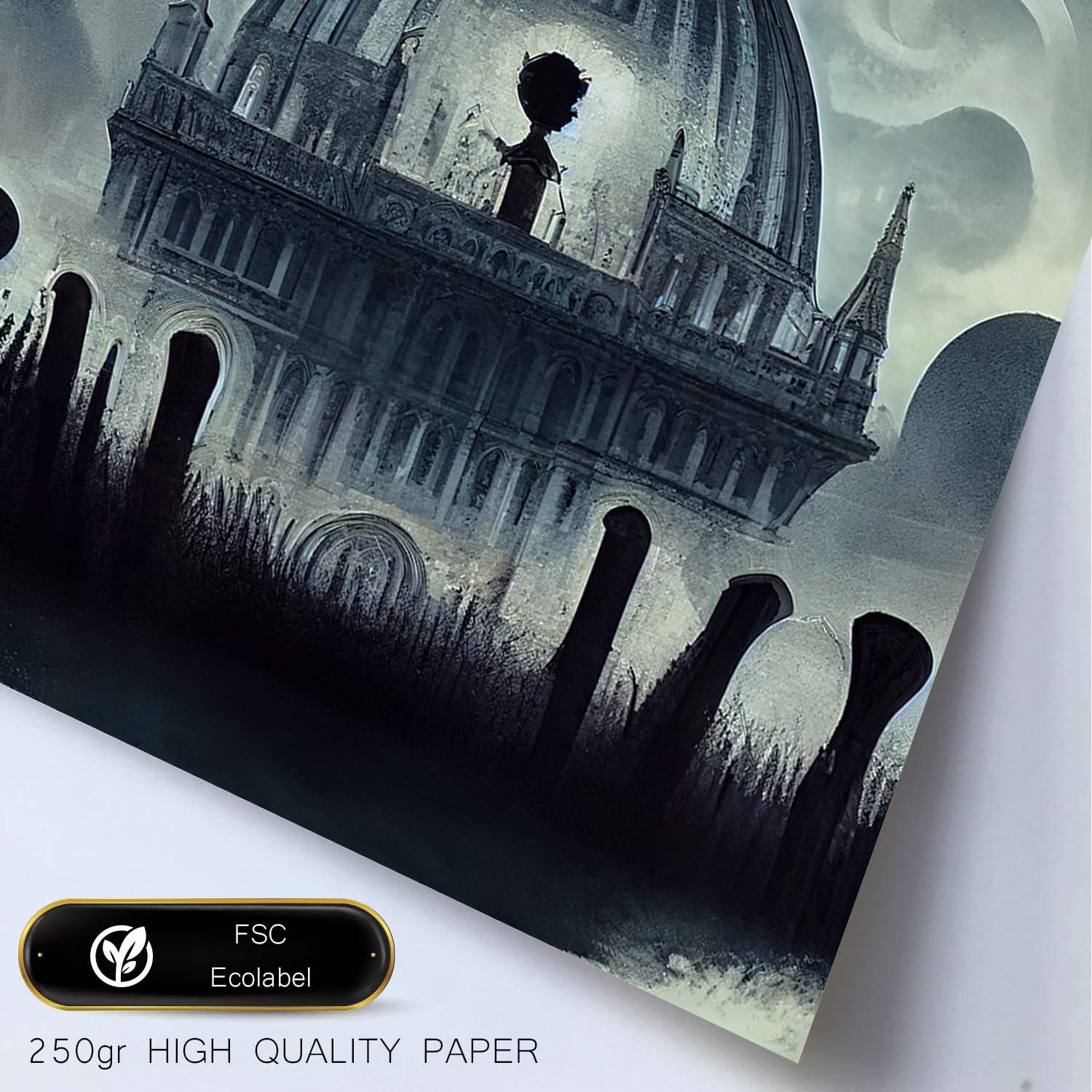 Nacnic Lámina Catedral San Basilio Racional al estilo de T. Burton. Ilustraciones de monumentos, ciudades, paises inspiradas en arte gótico y oscuro. Diseño y Decoración de Interiores.-Artwork-Nacnic-Nacnic Estudio SL