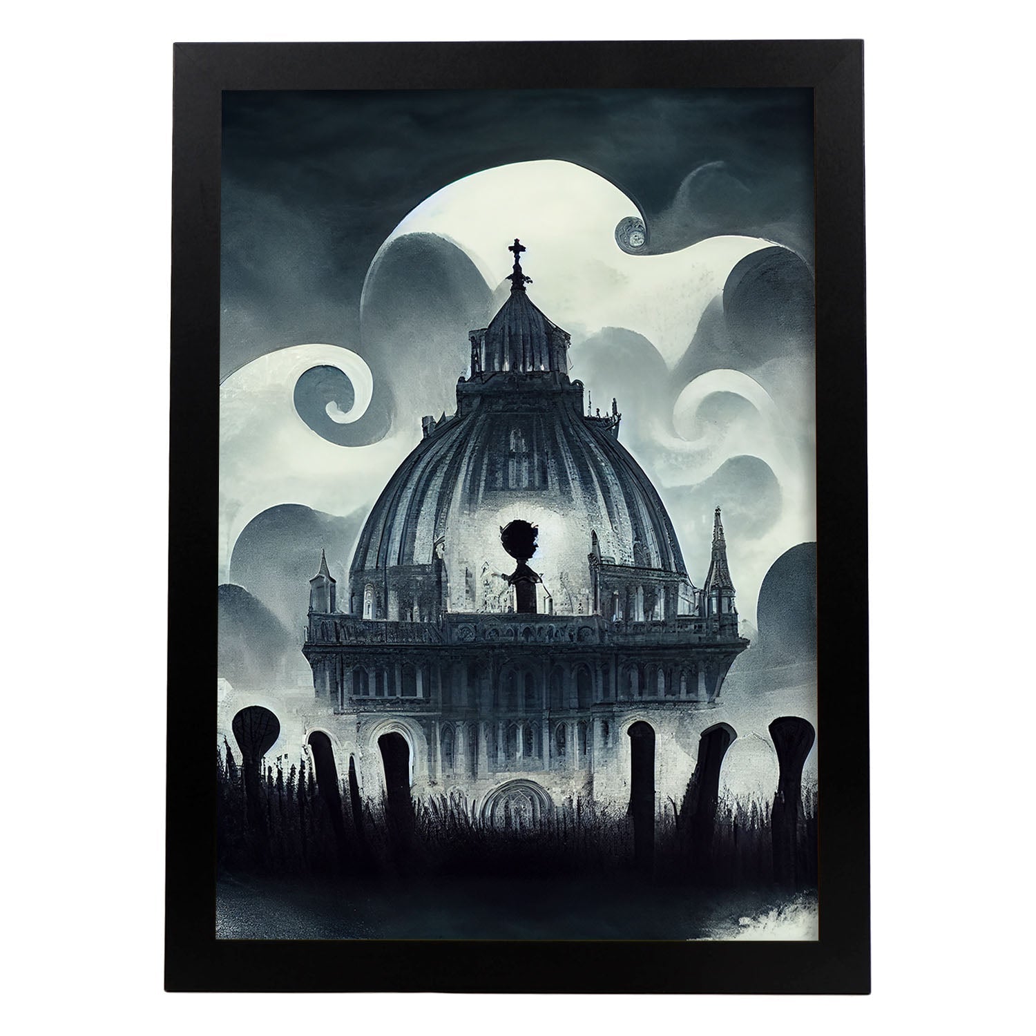 Nacnic Lámina Catedral San Basilio Racional al estilo de T. Burton. Ilustraciones de monumentos, ciudades, paises inspiradas en arte gótico y oscuro. Diseño y Decoración de Interiores.-Artwork-Nacnic-A4-Sin marco-Nacnic Estudio SL