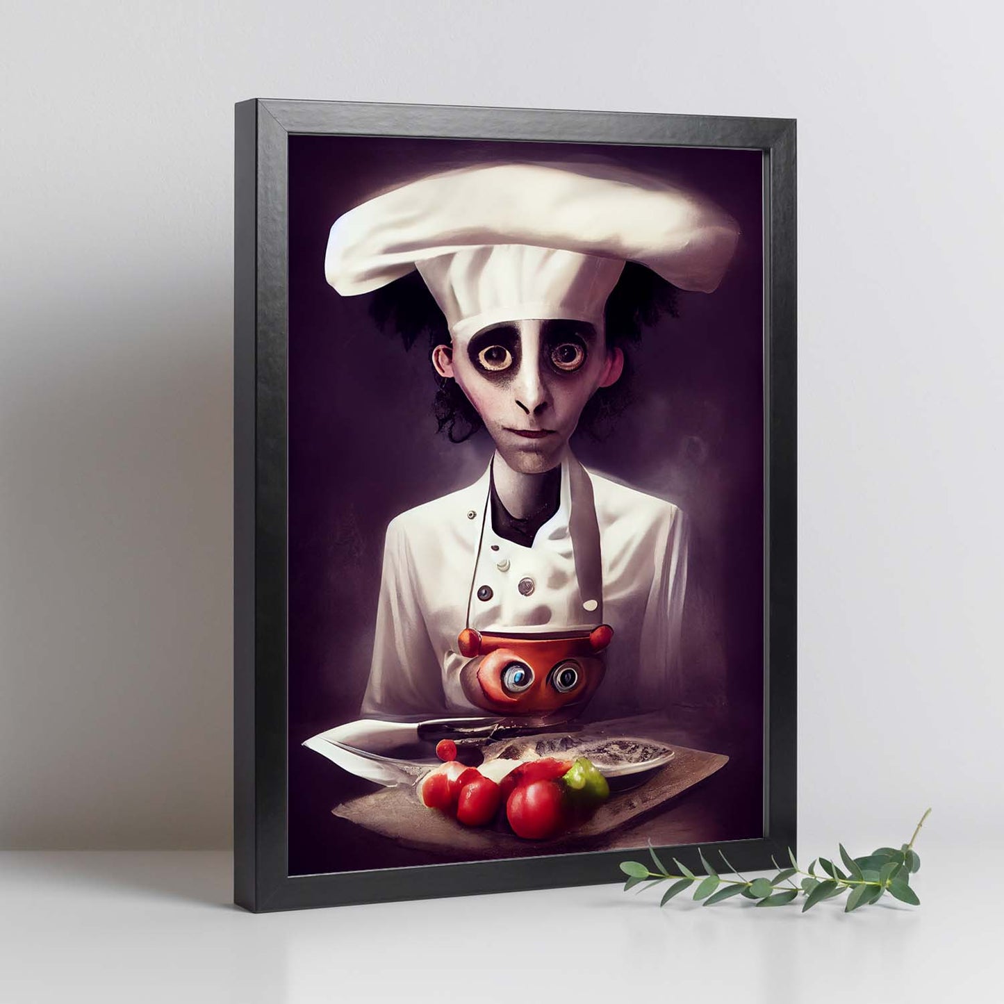 Nacnic Lámina Chef Compasivo al estilo de T. Burton. Ilustraciones de profesiones y oficios inspiradas en arte gótico y oscuro. Diseño y Decoración de Interiores.-Artwork-Nacnic-Nacnic Estudio SL
