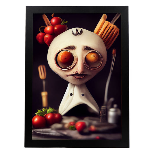 Nacnic Lámina Chef Leal al estilo de T. Burton. Ilustraciones de profesiones y oficios inspiradas en arte gótico y oscuro. Diseño y Decoración de Interiores.-Artwork-Nacnic-A4-Sin marco-Nacnic Estudio SL