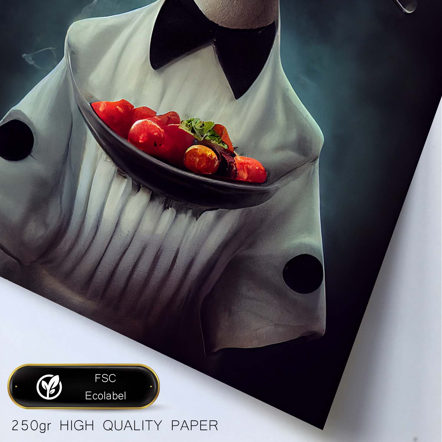 Nacnic Lámina Chef Paciente al estilo de T. Burton. Ilustraciones de profesiones y oficios inspiradas en arte gótico y oscuro. Diseño y Decoración de Interiores.-Artwork-Nacnic-Nacnic Estudio SL