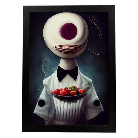 Nacnic Lámina Chef Paciente al estilo de T. Burton. Ilustraciones de profesiones y oficios inspiradas en arte gótico y oscuro. Diseño y Decoración de Interiores.-Artwork-Nacnic-A4-Sin marco-Nacnic Estudio SL