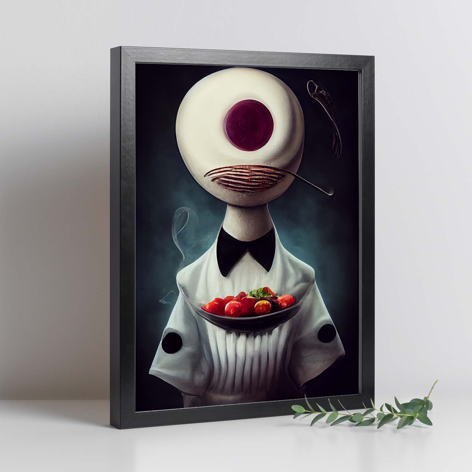 Nacnic Lámina Chef Paciente al estilo de T. Burton. Ilustraciones de profesiones y oficios inspiradas en arte gótico y oscuro. Diseño y Decoración de Interiores.-Artwork-Nacnic-Nacnic Estudio SL