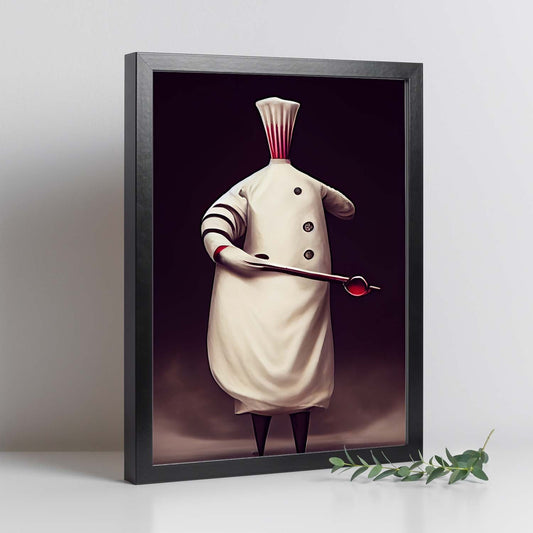 Nacnic Lámina Chef Sensible al estilo de T. Burton. Ilustraciones de profesiones y oficios inspiradas en arte gótico y oscuro. Diseño y Decoración de Interiores.-Artwork-Nacnic-Nacnic Estudio SL