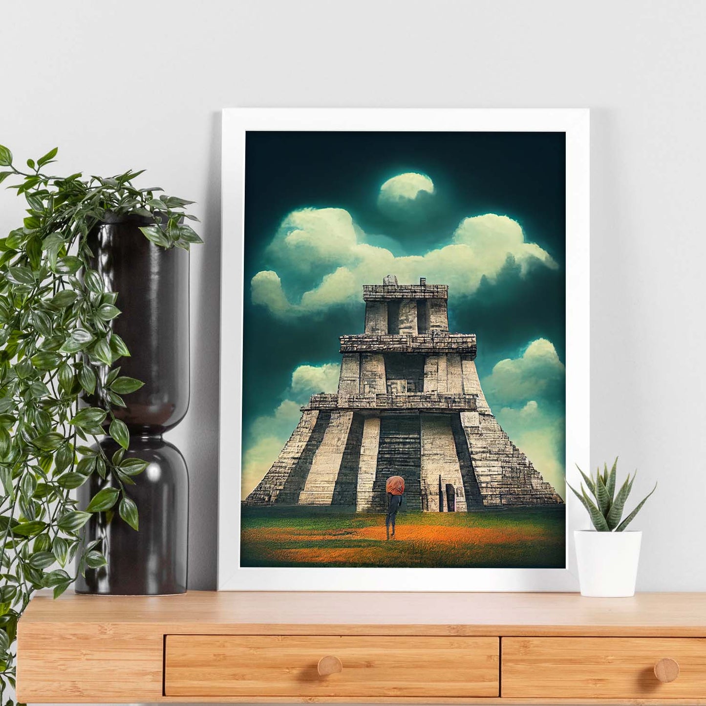 Nacnic Lámina Chichen Itza Creativo al estilo de T. Burton. Ilustraciones de monumentos, ciudades, paises inspiradas en arte gótico y oscuro. Diseño y Decoración de Interiores.-Artwork-Nacnic-Nacnic Estudio SL