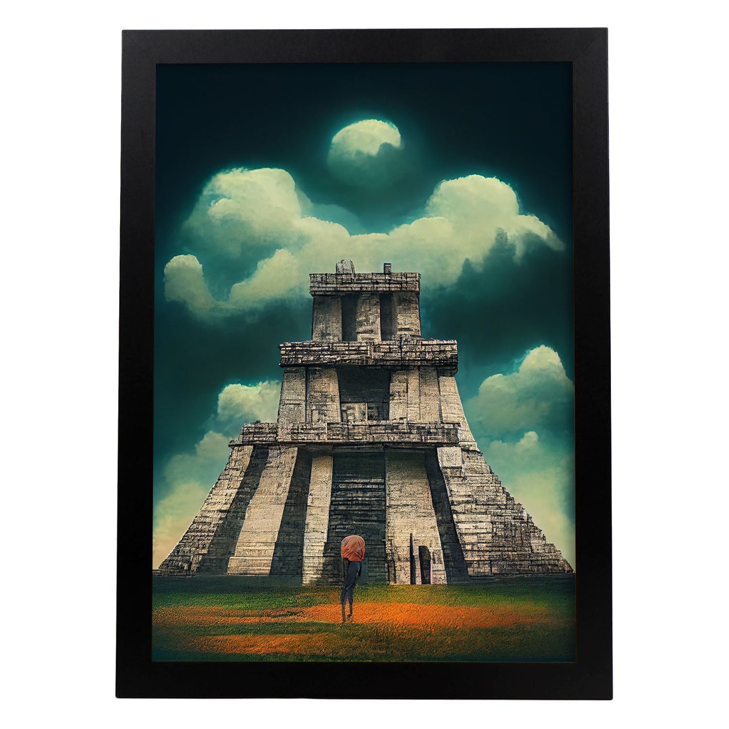 Nacnic Lámina Chichen Itza Creativo al estilo de T. Burton. Ilustraciones de monumentos, ciudades, paises inspiradas en arte gótico y oscuro. Diseño y Decoración de Interiores.-Artwork-Nacnic-A4-Sin marco-Nacnic Estudio SL