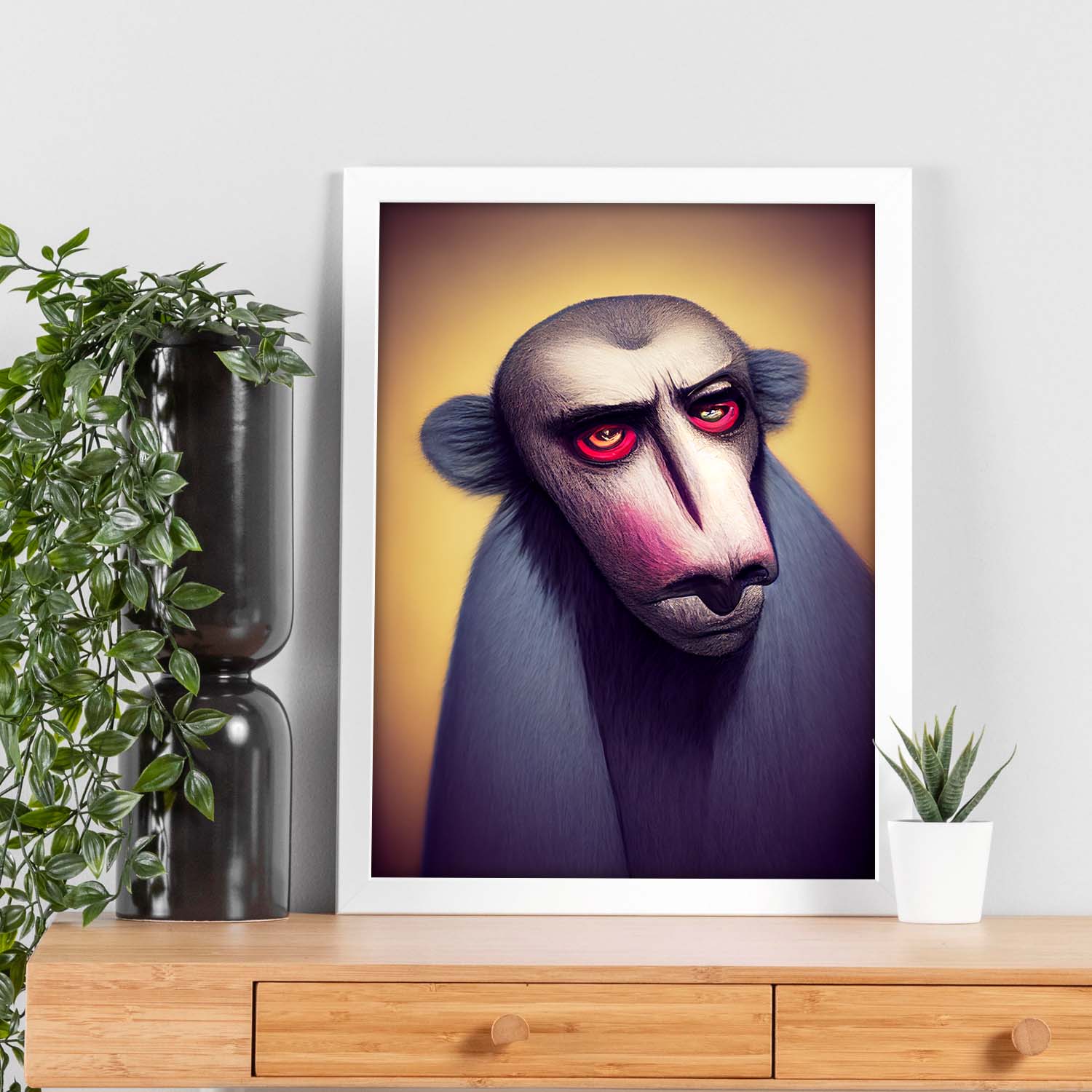 Nacnic Lámina Chimpancé Imaginativo estilo T. Burton. Ilustraciones y pósters de animales inspirados en el arte gótico y oscuro de Burton. Diseño y Decoración de Interiores.-Artwork-Nacnic-Nacnic Estudio SL