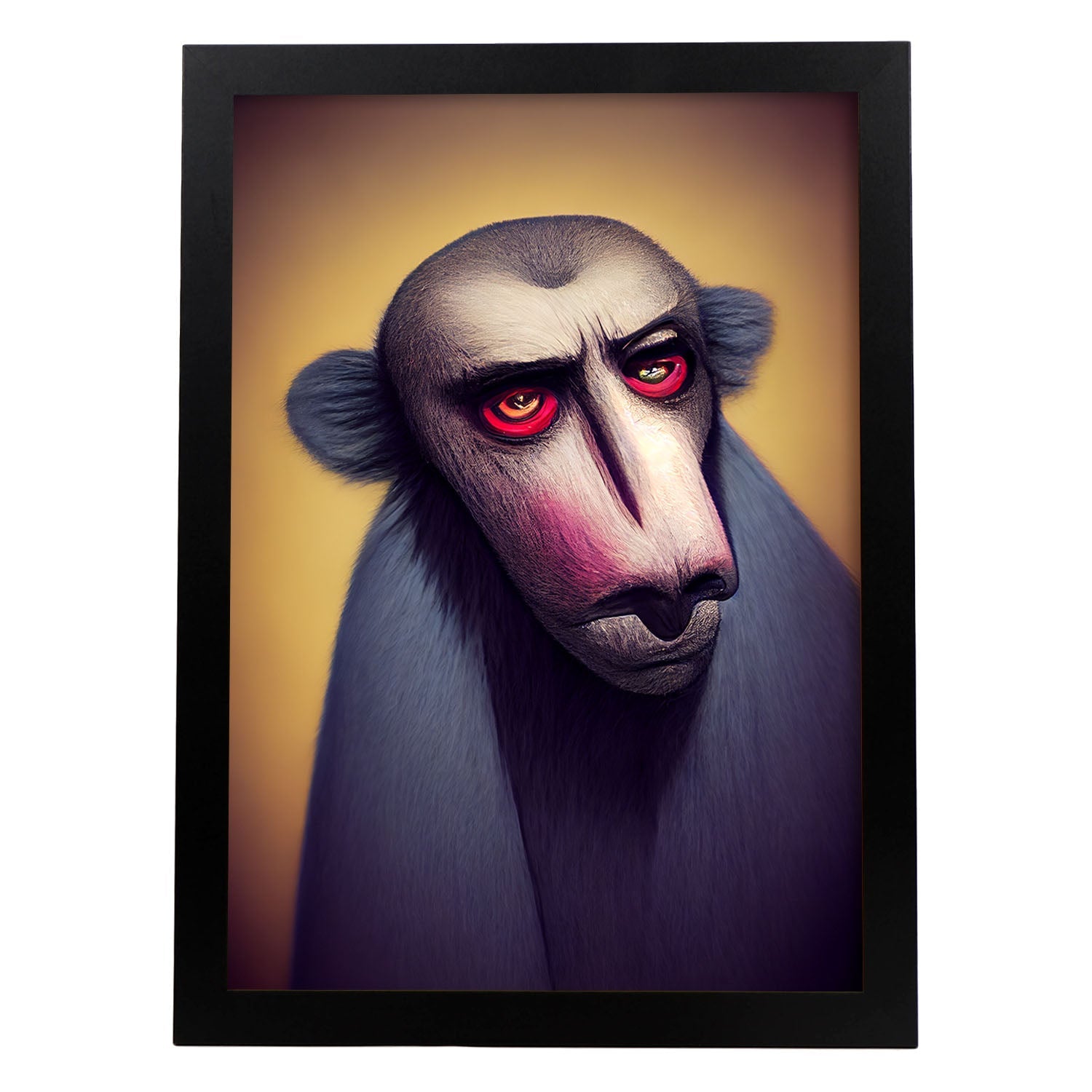 Nacnic Lámina Chimpancé Intelectual estilo T. Burton. Ilustraciones y pósters de animales inspirados en el arte gótico y oscuro de Burton. Diseño y Decoración de Interiores.-Artwork-Nacnic-A4-Sin marco-Nacnic Estudio SL
