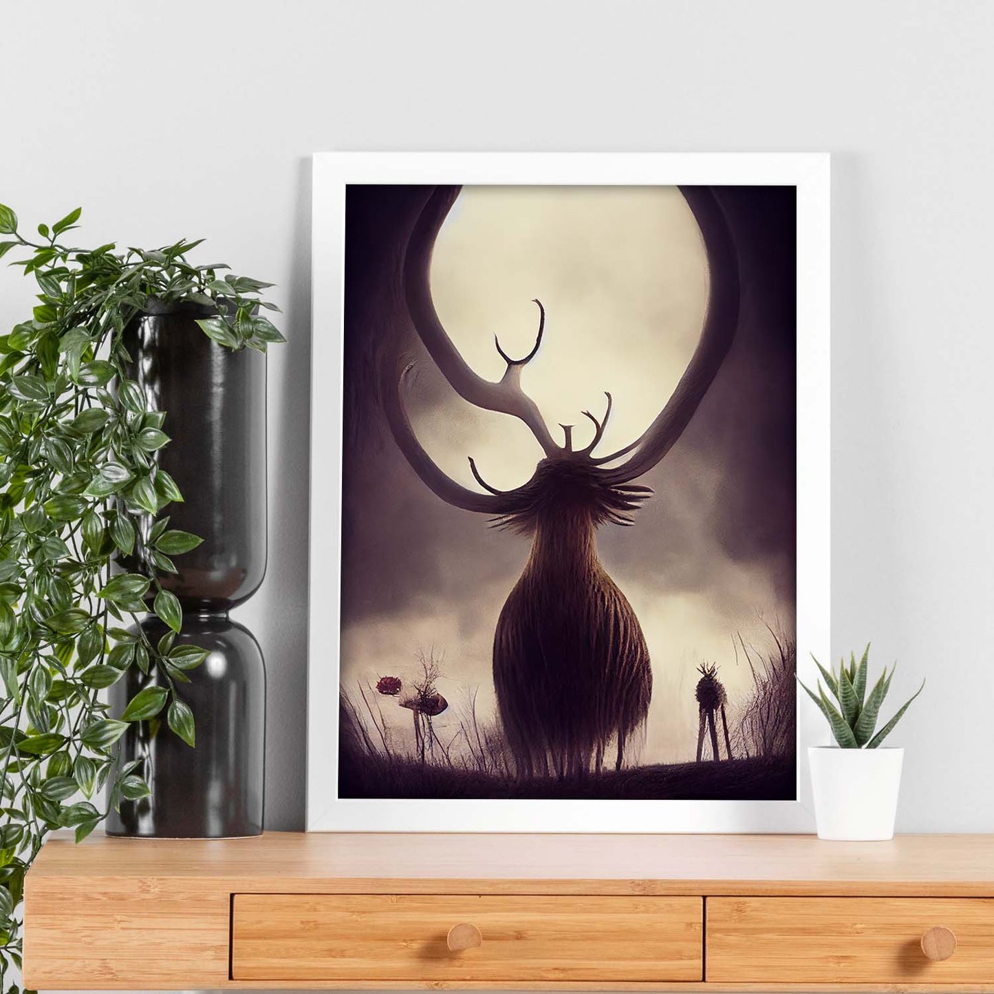 Nacnic Lámina Ciervo Responsable estilo T. Burton. Ilustraciones y pósters de animales inspirados en el arte gótico y oscuro de Burton. Diseño y Decoración de Interiores.-Artwork-Nacnic-Nacnic Estudio SL