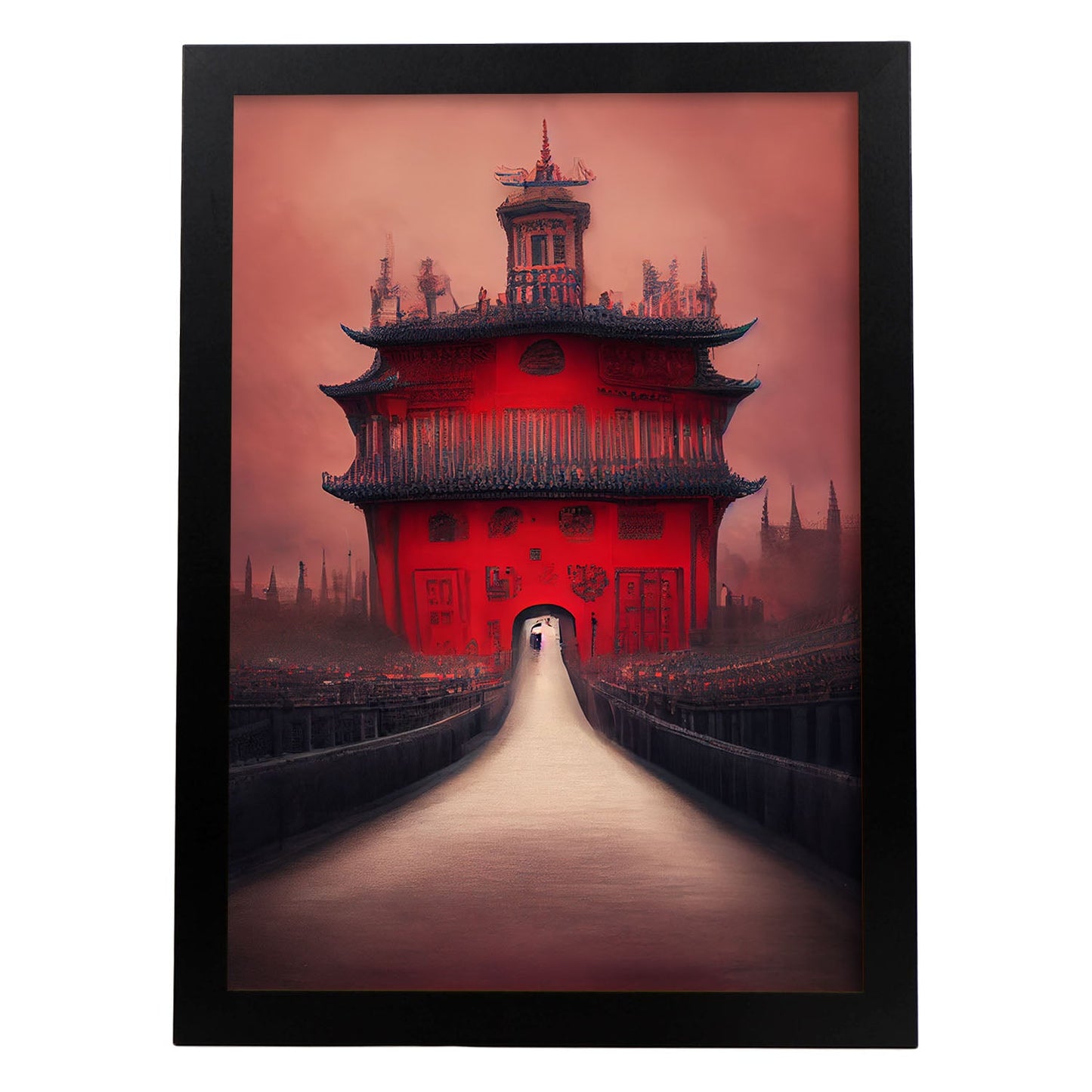 Nacnic Lámina Ciudad Prohibida Amable al estilo de T. Burton. Ilustraciones de monumentos, ciudades, paises inspiradas en arte gótico y oscuro. Diseño y Decoración de Interiores.-Artwork-Nacnic-A4-Sin marco-Nacnic Estudio SL