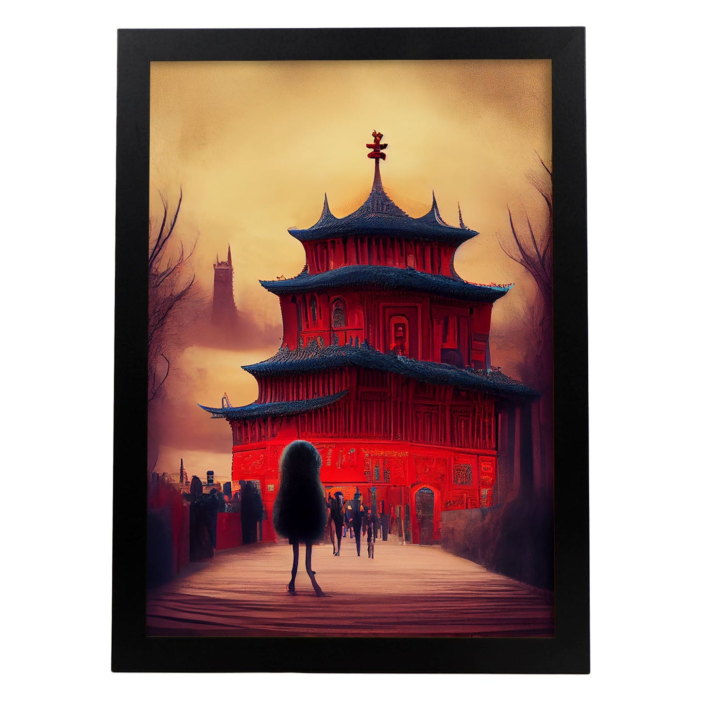 Nacnic Lámina Ciudad Prohibida Racional al estilo de T. Burton. Ilustraciones de monumentos, ciudades, paises inspiradas en arte gótico y oscuro. Diseño y Decoración de Interiores.-Artwork-Nacnic-A4-Sin marco-Nacnic Estudio SL